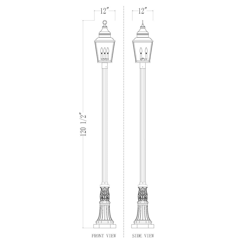 Z-Lite 3 Light Outdoor Post Mounted Fixture, Sand Black