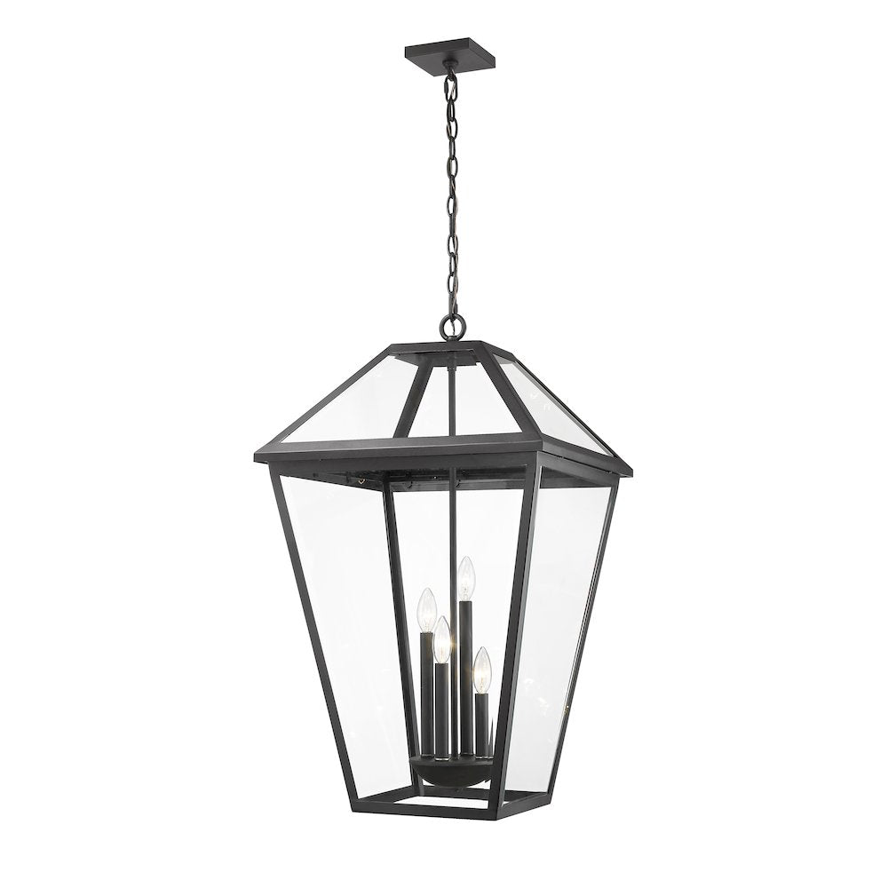 Z-Lite Talbot 4 Light Outdoor Chain Mount Ceiling Fixture, Black