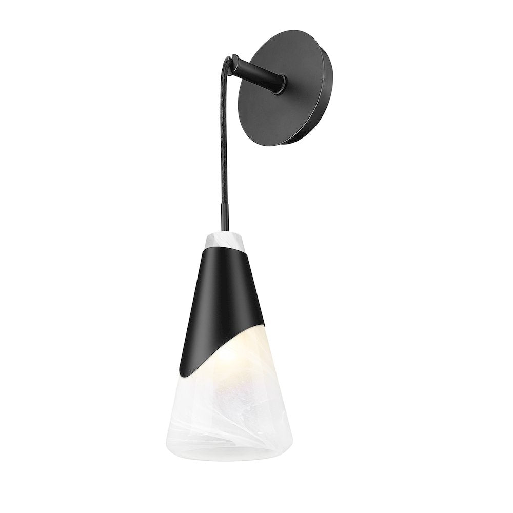 Z-Lite Aimie 1 Light Wall Sconce, Matte Black