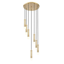 Z-Lite Stari 7 Light Chandelier in Modern Gold color, Steel frame