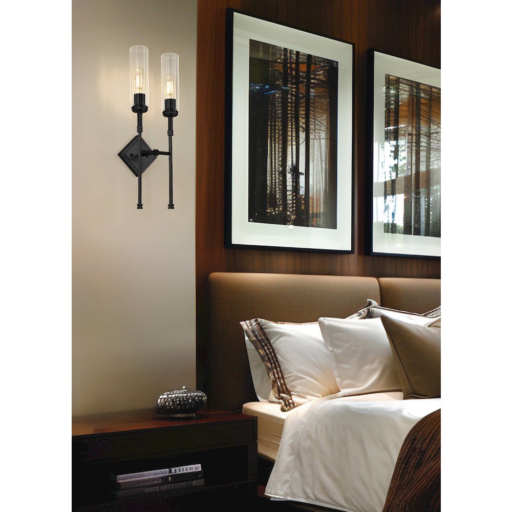 Z-Lite 2 Light Wall Sconce, Matte Black