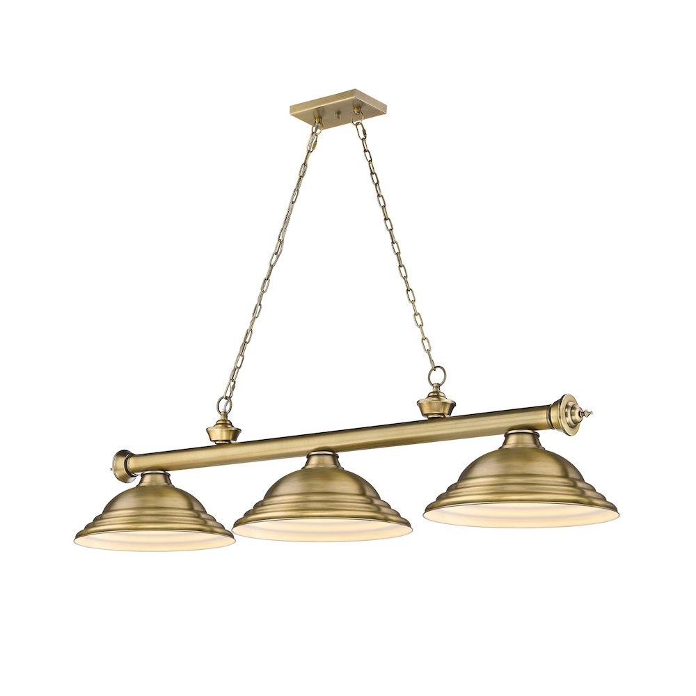 Z-Lite Cordon 3 Light Billiard, Steel Frame, Rubbed Brass Shade Color