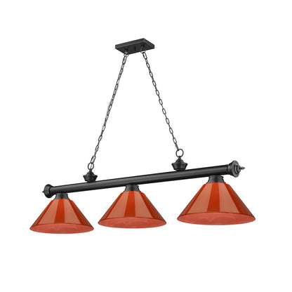 Z-Lite Cordon 3 Light Billiard, Steel Frame, Red Shade Color