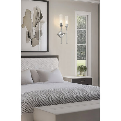 Z-Lite 2 Light Wall Sconce, Brushed Nickel