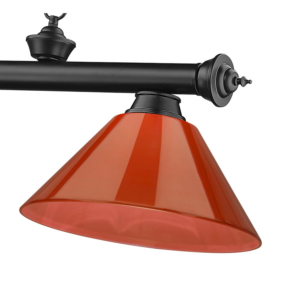 Z-Lite Cordon 3 Light Billiard, Steel Frame, Red Shade Color