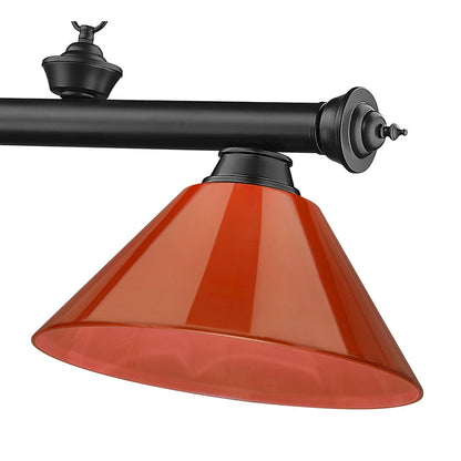 Z-Lite Cordon 3 Light Billiard, Steel Frame, Red Shade Color