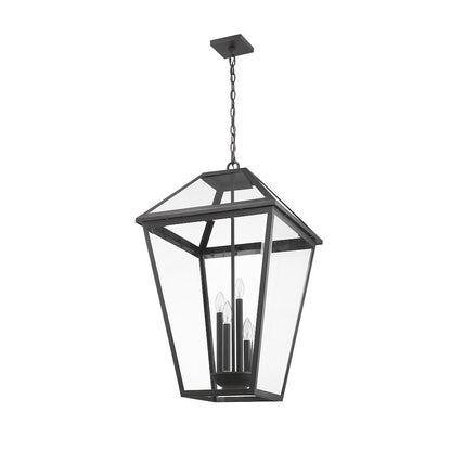 Z-Lite Talbot 4 Light Outdoor Chain Mount Ceiling Fixture, Black