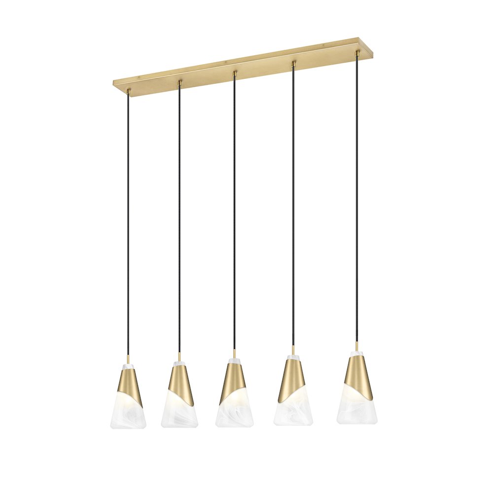 Z-Lite Aimie 5 Light Linear Chandelier, Modern Gold