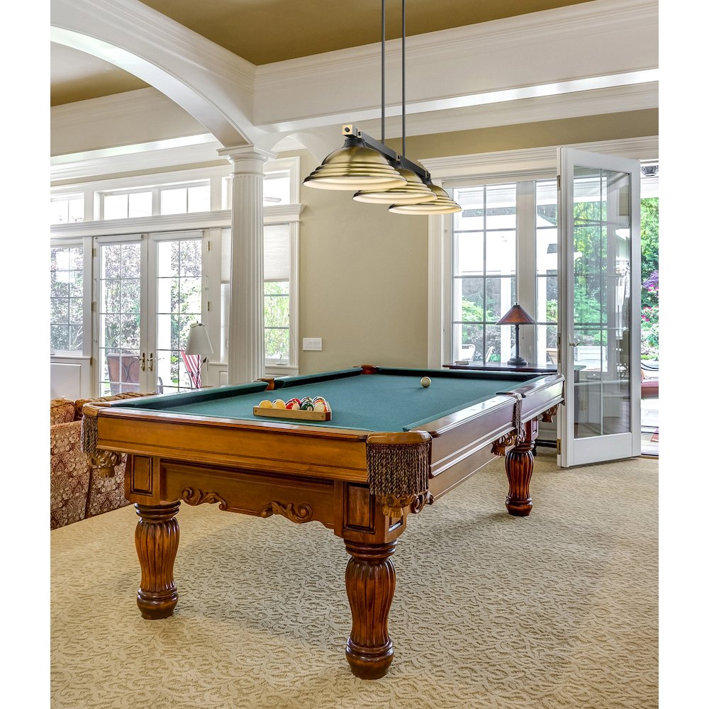Z-Lite Bronte 3 Light Billiard, Steel Frame, Rubbed Brass Shade Color