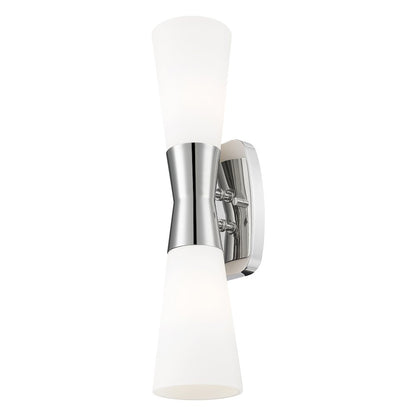 Z-Lite 2 Light Wall Sconce, Polished Nickel