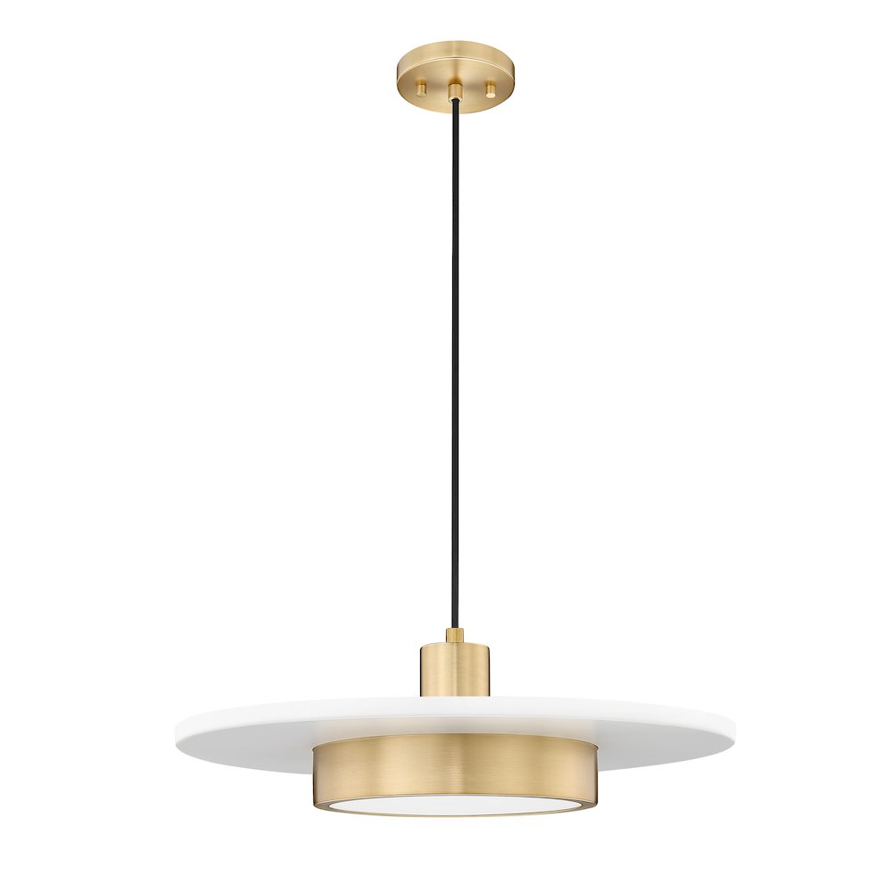 Z-Lite 1 Light Pendant, Matte White + Modern Gold