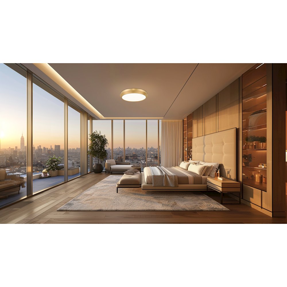 Z-Lite 1 Light Flush Mount, Modern Gold