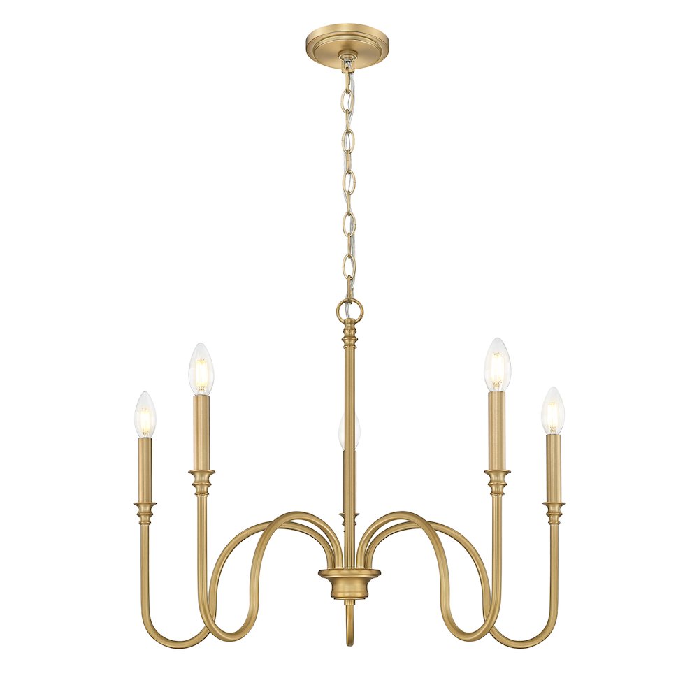 Z-Lite 5 Light Chandelier, Rubbed Brass