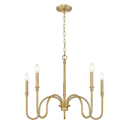 Z-Lite 5 Light Chandelier, Rubbed Brass