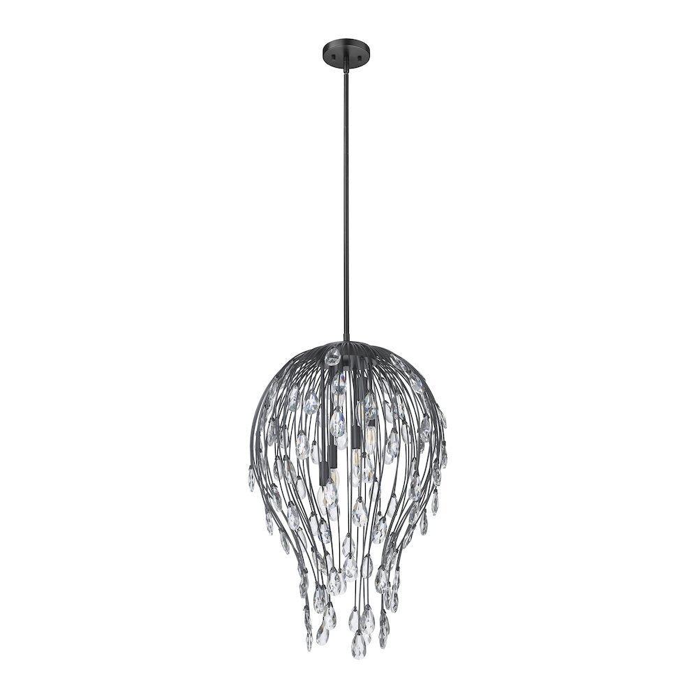 Z-Lite 6 Light Pendant, Matte Black
