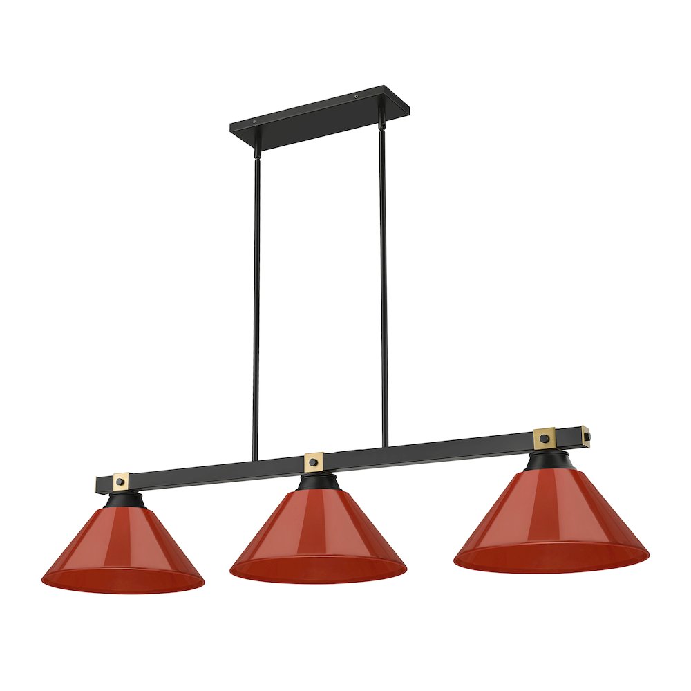 Z-Lite Bronte 3 Light Billiard, Steel Frame, Red Shade Color