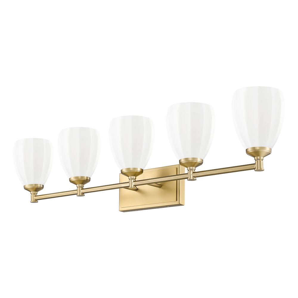 Z-Lite Oren 5 Light Vanity in Modern Gold color, Steel frame