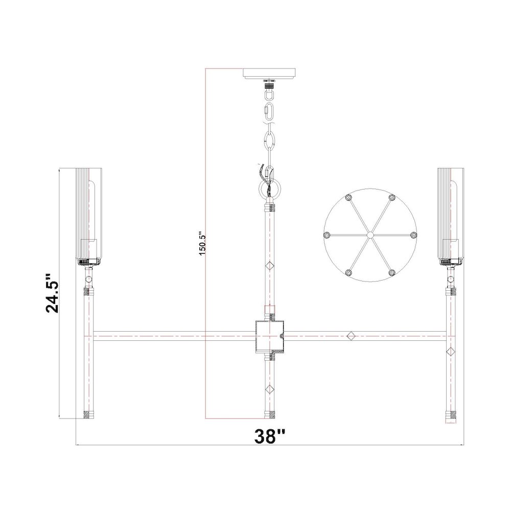 Z-Lite 6 Light Chandelier, Matte Black
