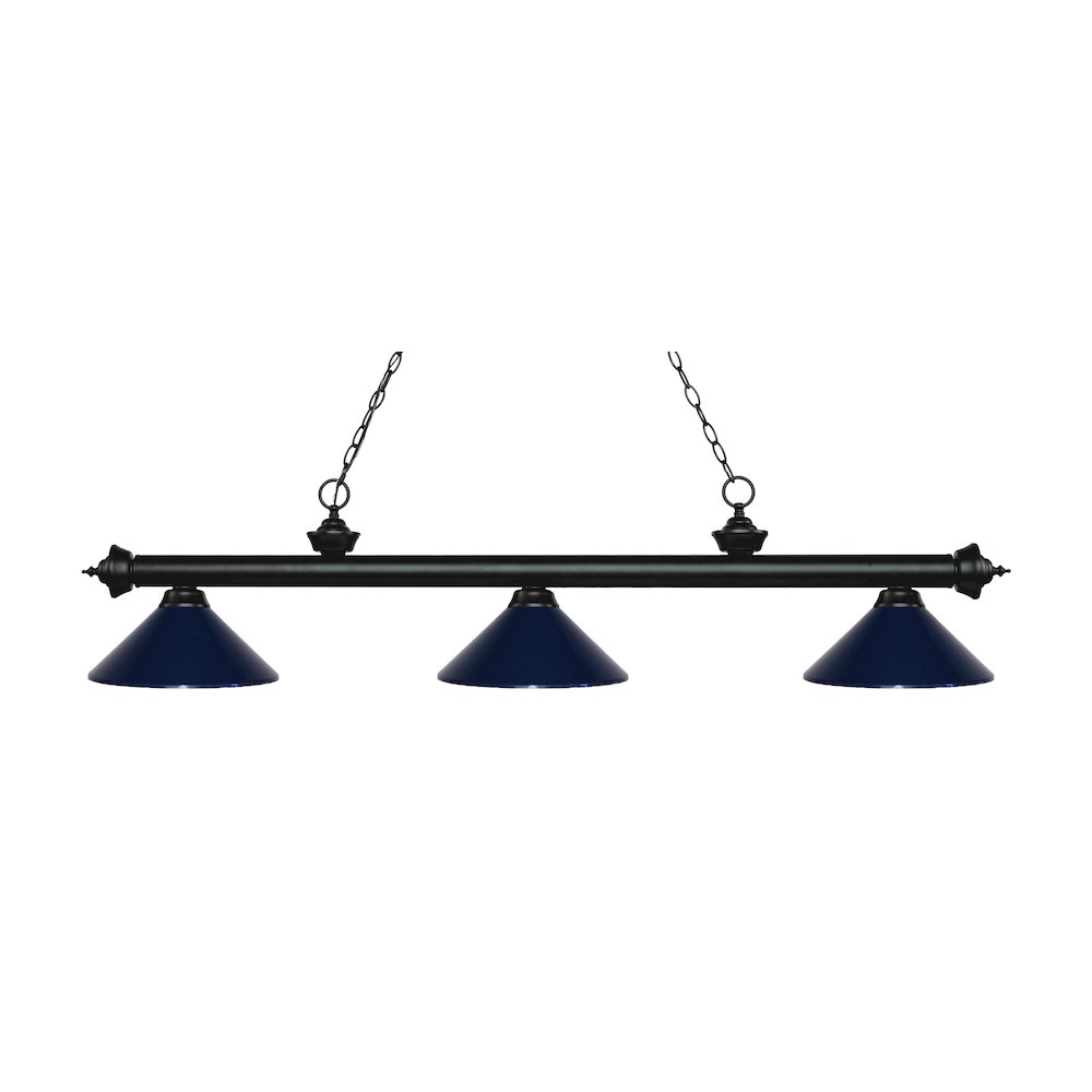 Z-Lite Riviera 3 Light Billiard, Steel Frame, Navy Blue Shade Color