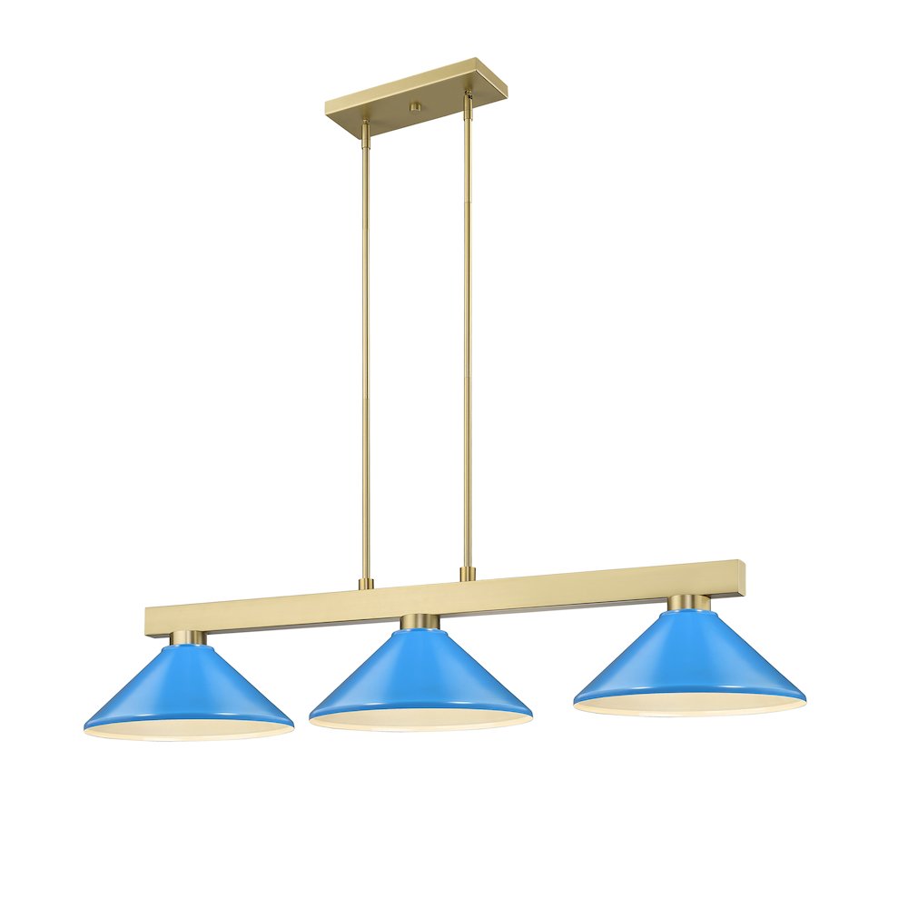 Z-Lite Cobalt 3 Light Billiard, Steel Frame, Electric Blue Shade Color