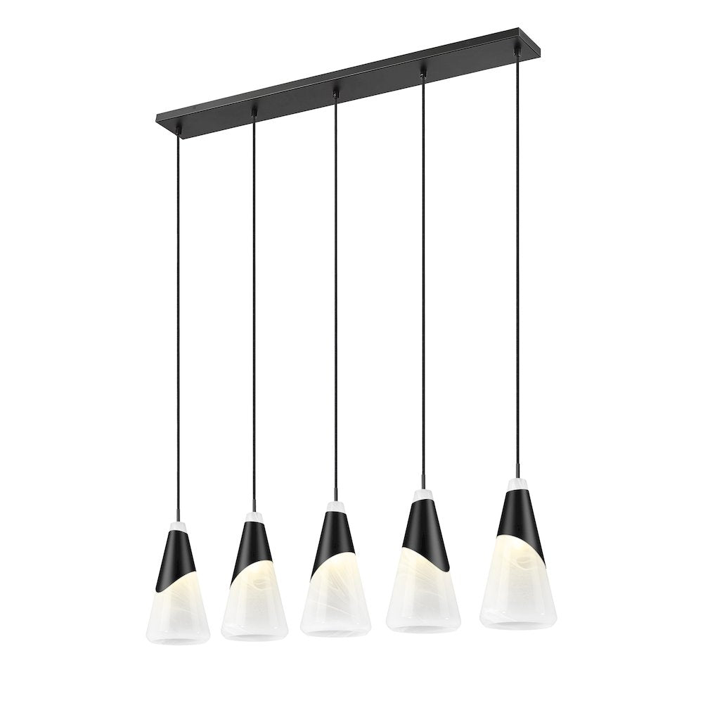 Z-Lite Aimie 5 Light Linear Chandelier, Matte Black