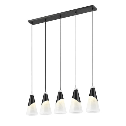 Z-Lite Aimie 5 Light Linear Chandelier, Matte Black