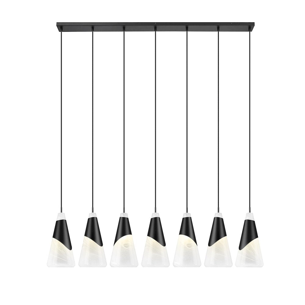 Z-Lite Aimie 7 Light Linear Chandelier, Matte Black