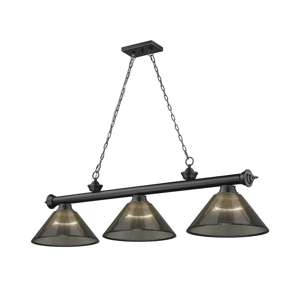 Z-Lite Cordon 3 Light Billiard, Steel Frame, Smoke Shade Color