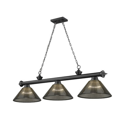 Z-Lite Cordon 3 Light Billiard, Steel Frame, Smoke Shade Color