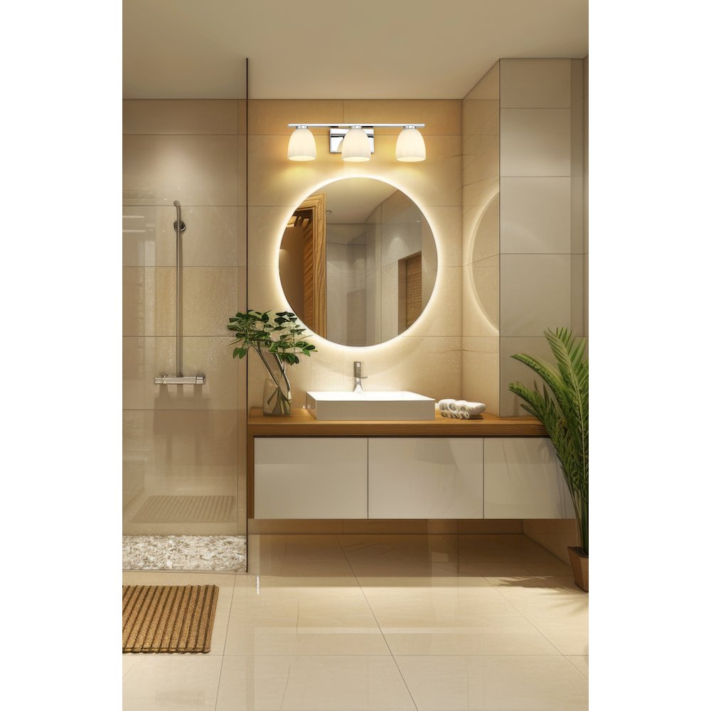 Z-Lite Naya 3 Light Vanity in Chrome color, Steel frame