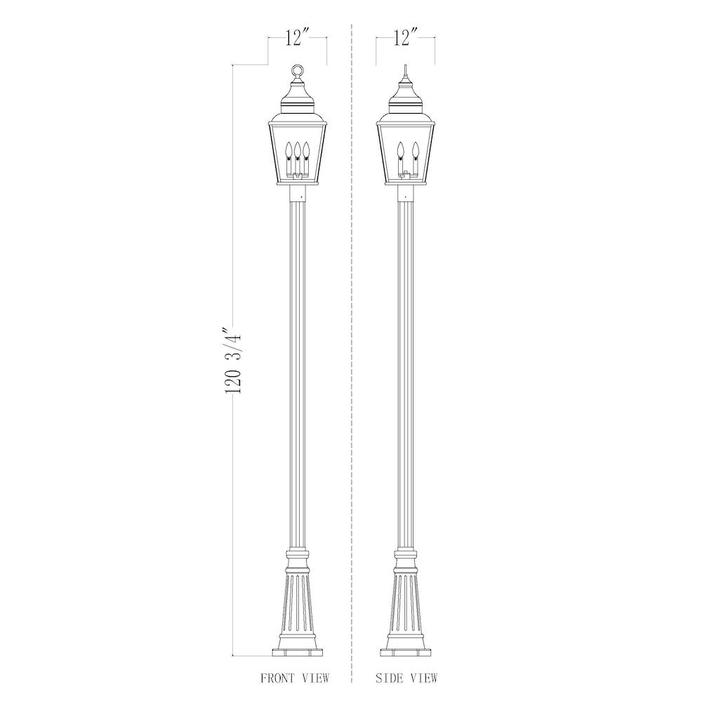 Z-Lite 3 Light Outdoor Post Mounted Fixture, Sand Black