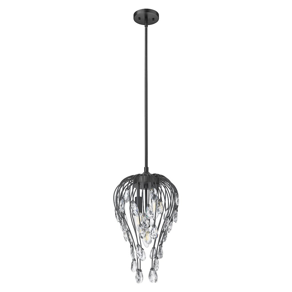 Z-Lite 3 Light Pendant, Matte Black