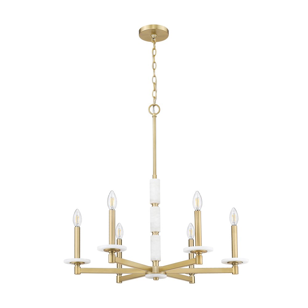 Z-Lite Kaden 6 Light Chandelier in Modern Gold color, Steel frame