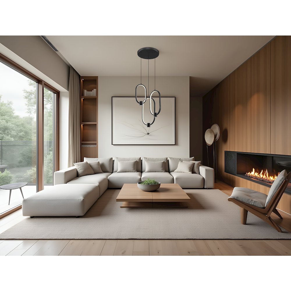 Z-Lite 3 Light Chandelier, Matte Black