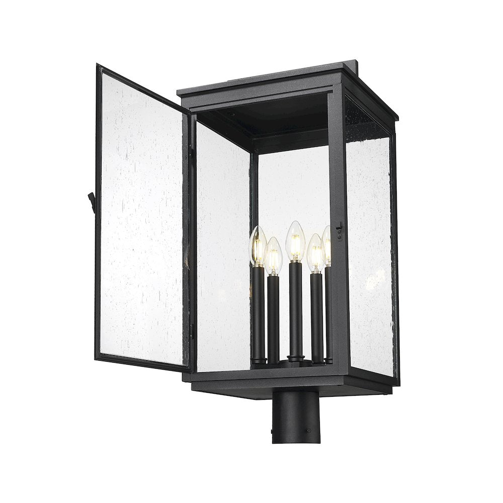 Z-Lite Hartwell 5 Light Outdoor Post Mount Fixture in Sand Black color