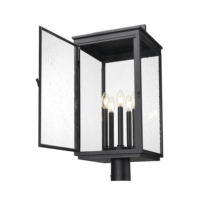 Z-Lite Hartwell 5 Light Outdoor Post Mount Fixture in Sand Black color