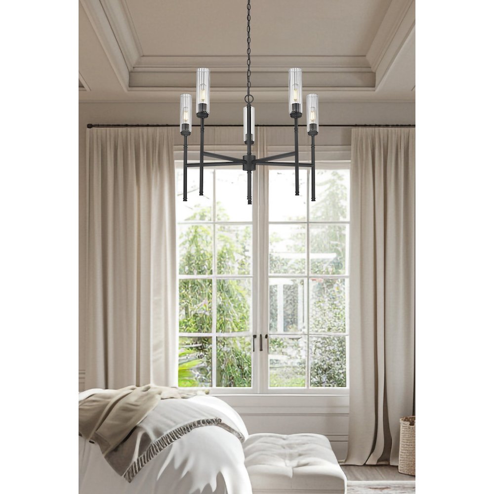 Z-Lite 5 Light Chandelier, Matte Black