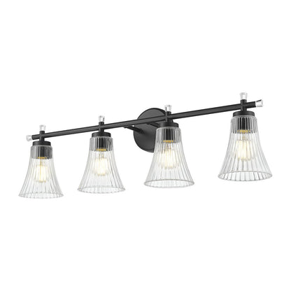 Z-Lite Belle 4 Light Vanity in Matte Black color, Steel frame