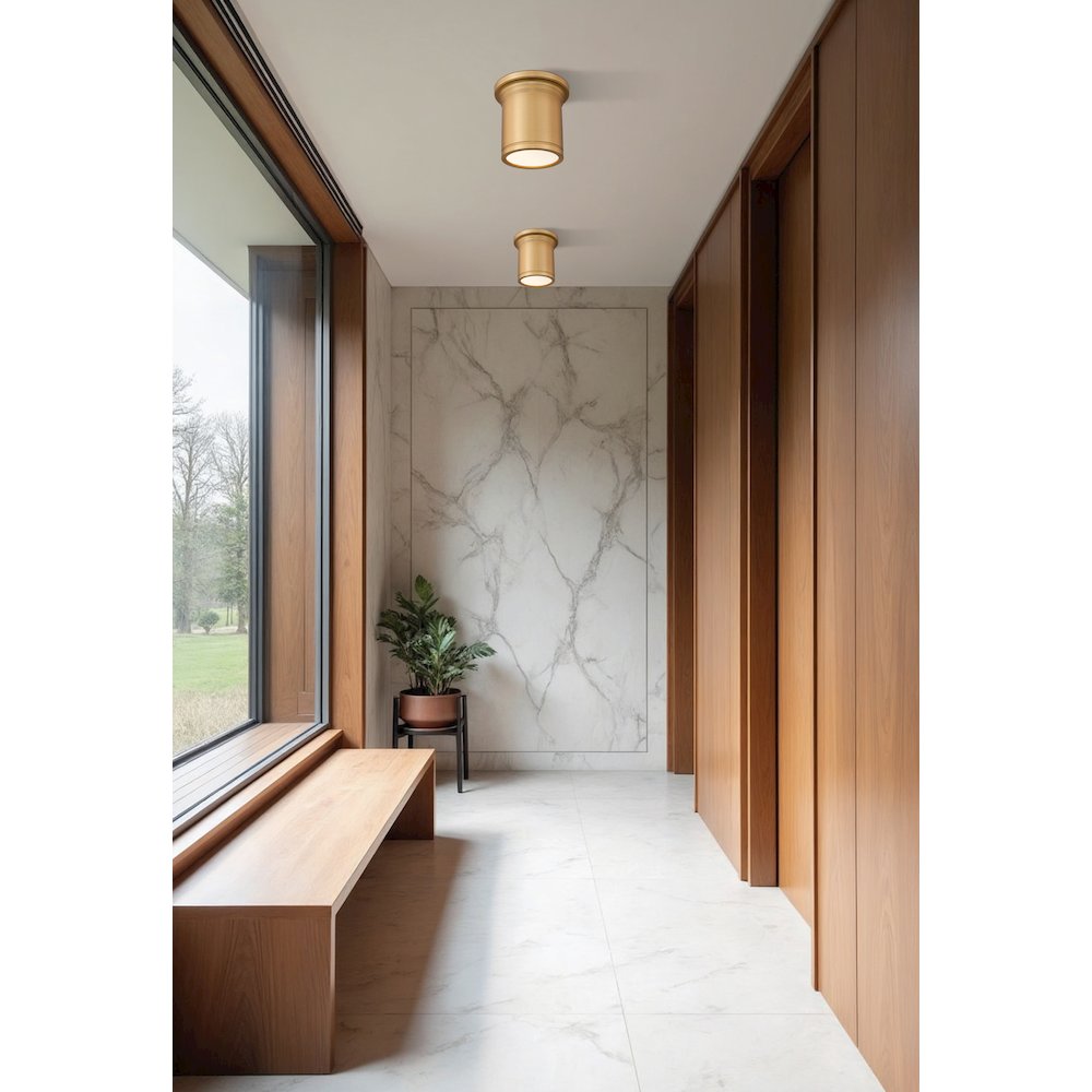 Z-Lite 1 Light Flush Mount, Modern Gold