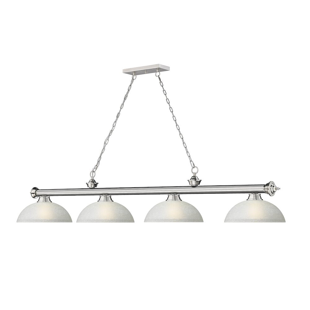 Z-Lite Cordon 4 Light Billiard, Steel Frame, White Linen Shade Color