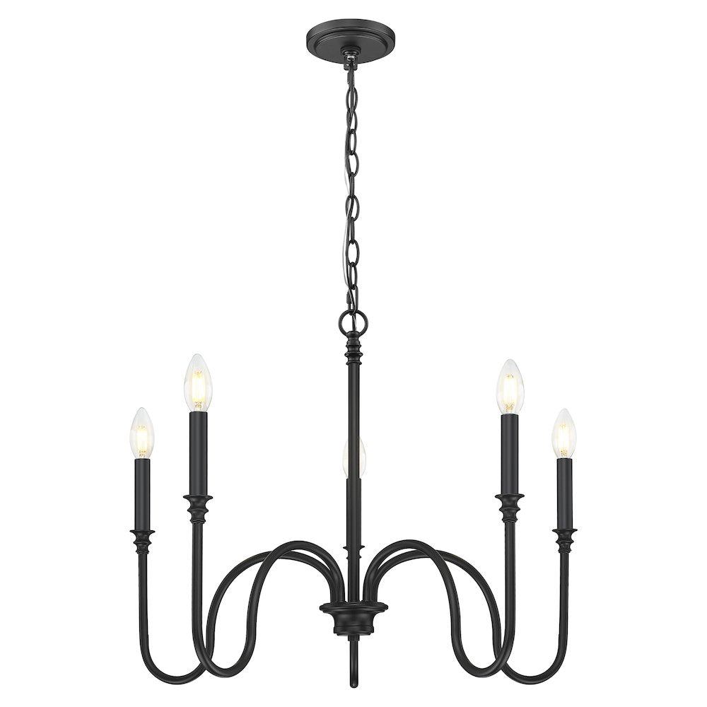 Z-Lite 5 Light Chandelier, Matte Black