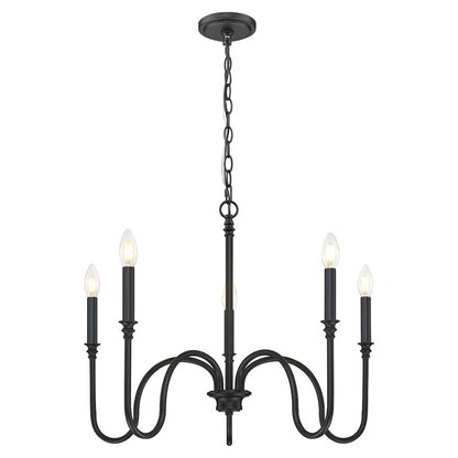 Z-Lite 5 Light Chandelier, Matte Black