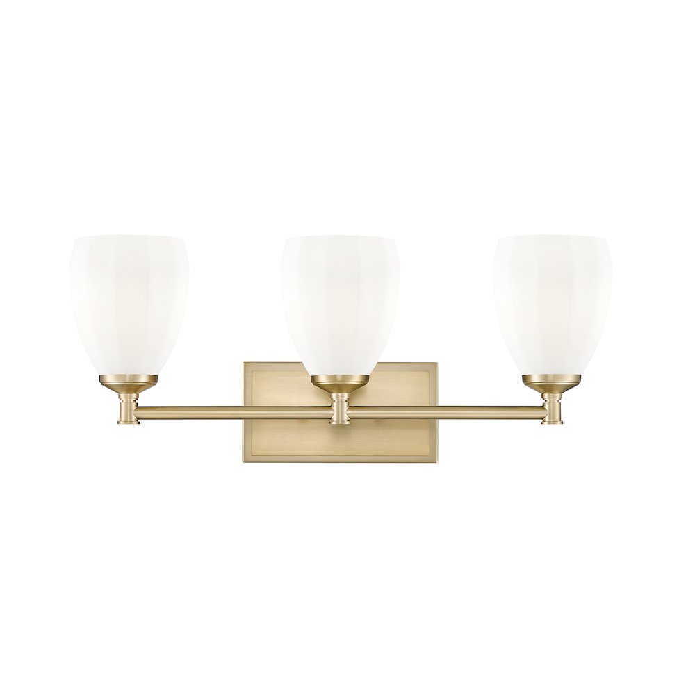 Z-Lite Oren 3 Light Vanity in Modern Gold color, Steel frame