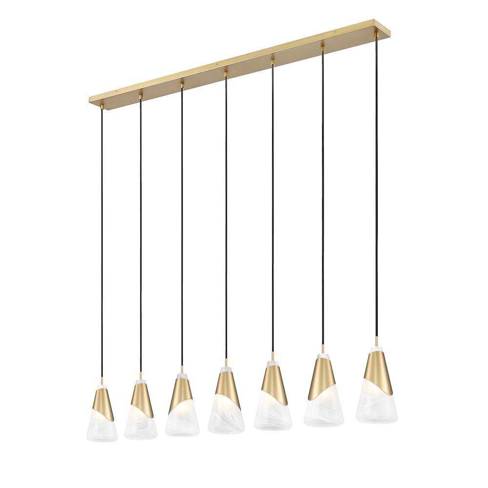 Z-Lite Aimie 7 Light Linear Chandelier, Modern Gold