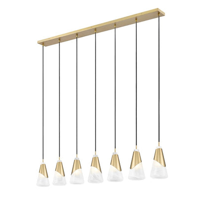 Z-Lite Aimie 7 Light Linear Chandelier, Modern Gold