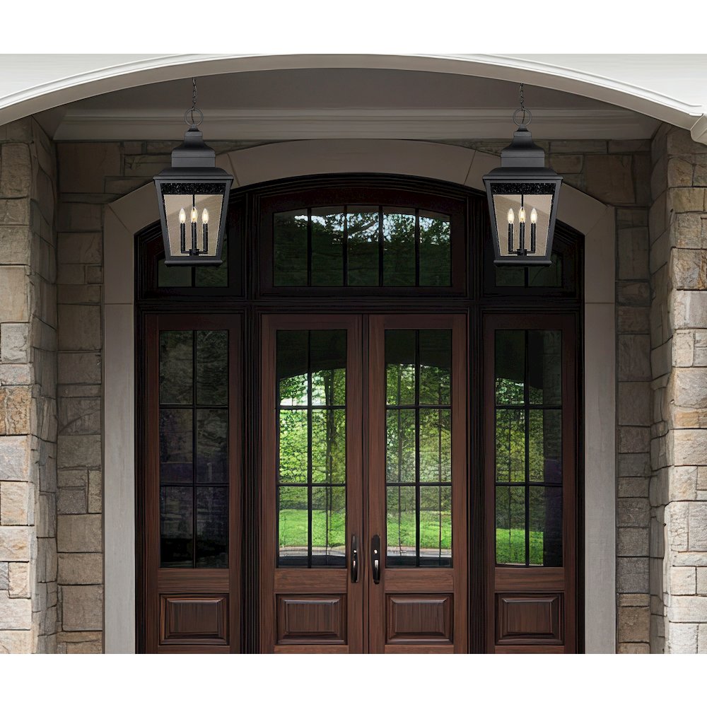 Z-Lite 4 Light Outdoor Chain Mount Ceiling Fixture, Sand Black