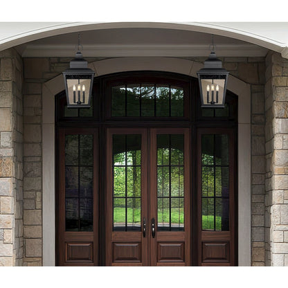 Z-Lite 4 Light Outdoor Chain Mount Ceiling Fixture, Sand Black