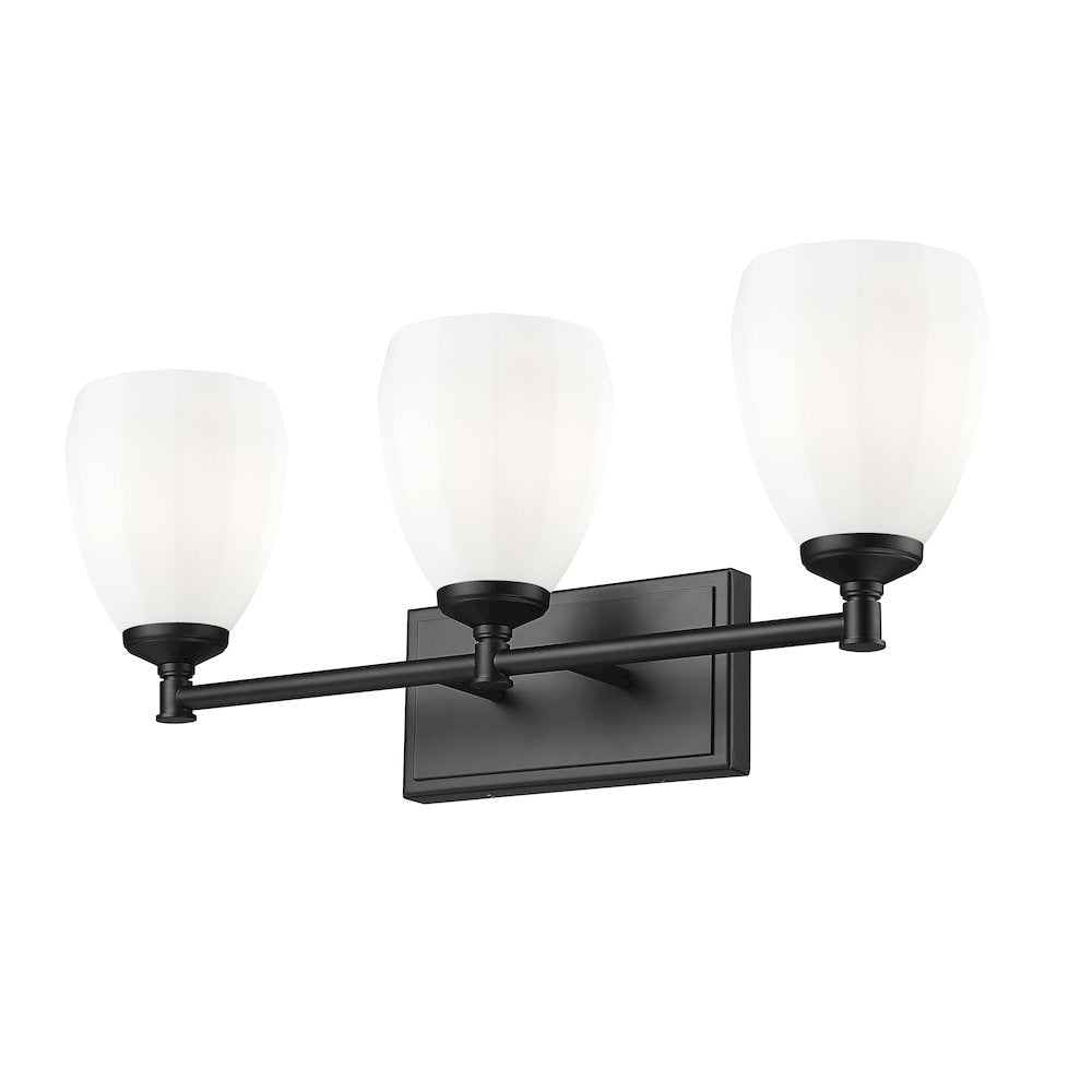 Z-Lite Oren 3 Light Vanity in Matte Black color, Steel frame