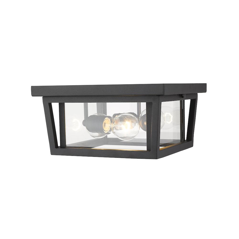 Z-Lite Seoul 3 Light Outdoor Flush Mount, Black
