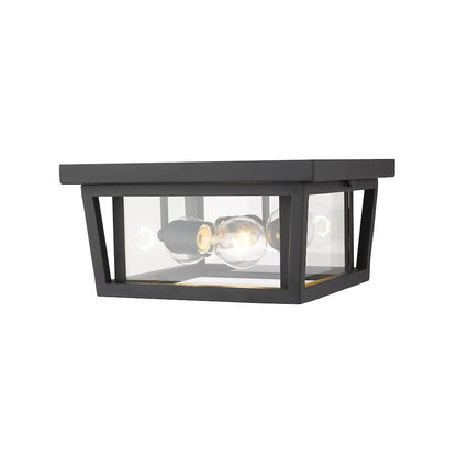 Z-Lite Seoul 3 Light Outdoor Flush Mount, Black